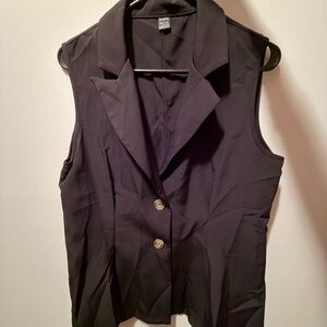 Black Sleeveless Blazer Vest